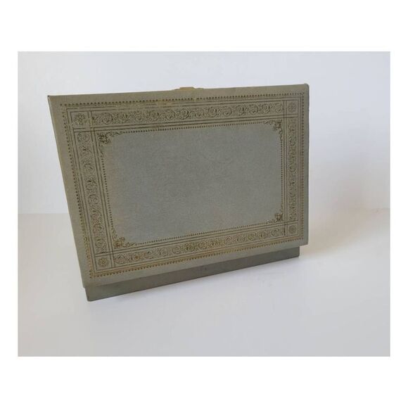 Vintage 1950's Blue Gray Large Jewelry Box Trunk - Picture 7 of 8